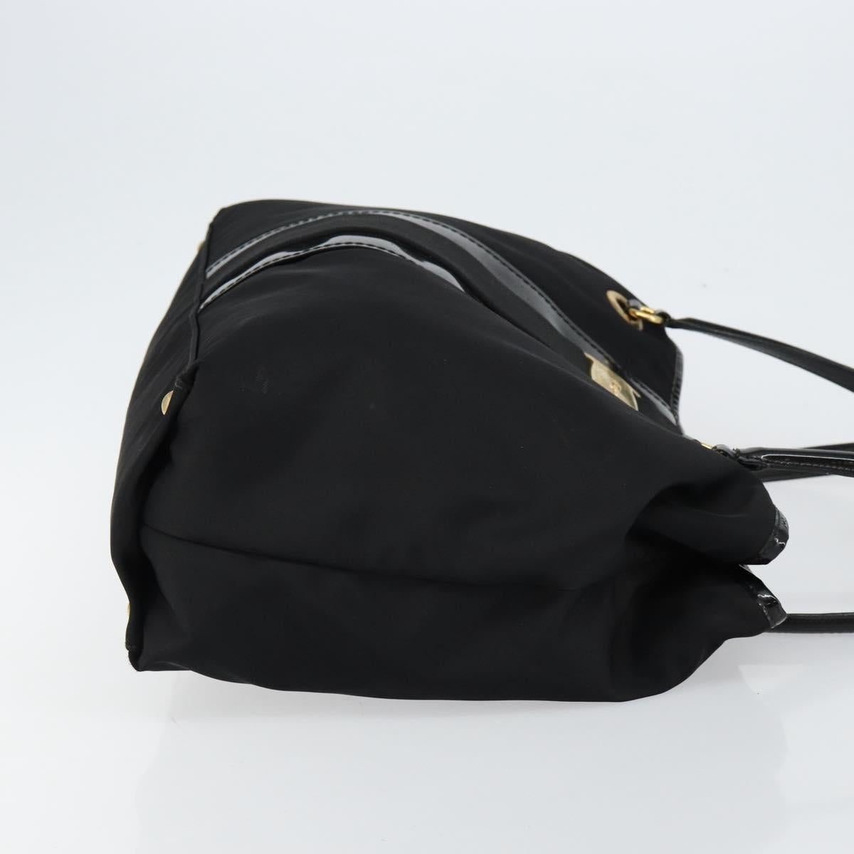 Salvatore Ferragamo Tote Bag Nylon Black Gold Auth bs29903