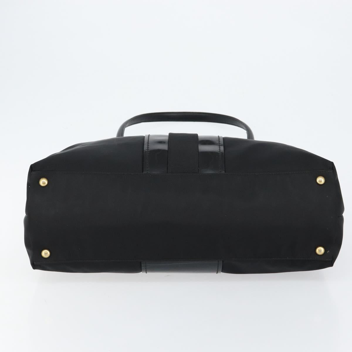 Salvatore Ferragamo Tote Bag Nylon Black Gold Auth bs29903