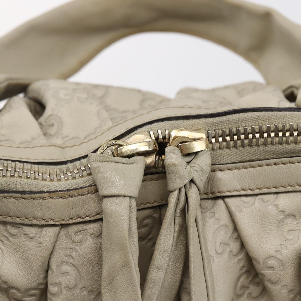 GUCCI GG Canvas Guccissima Historia Bag Leather White Gold 197019 Auth bs29904