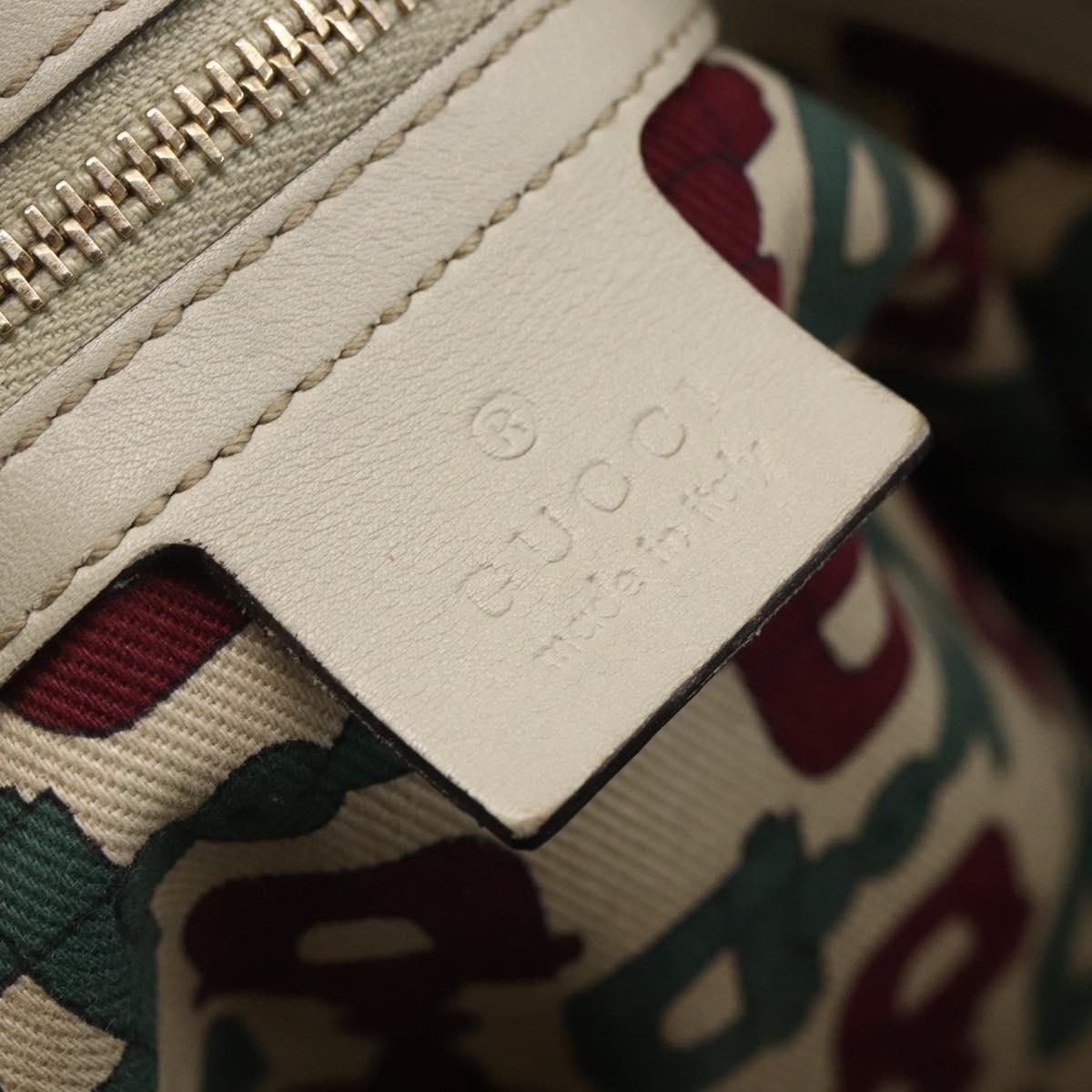 GUCCI GG Canvas Guccissima Historia Bag Leather White Gold 197019 Auth bs29904