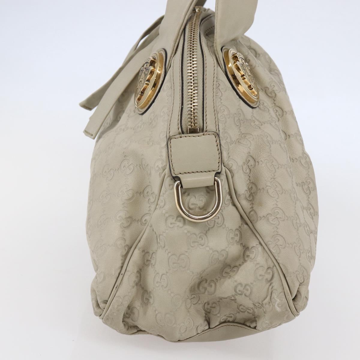 GUCCI GG Canvas Guccissima Historia Bag Leather White Gold 197019 Auth bs29904