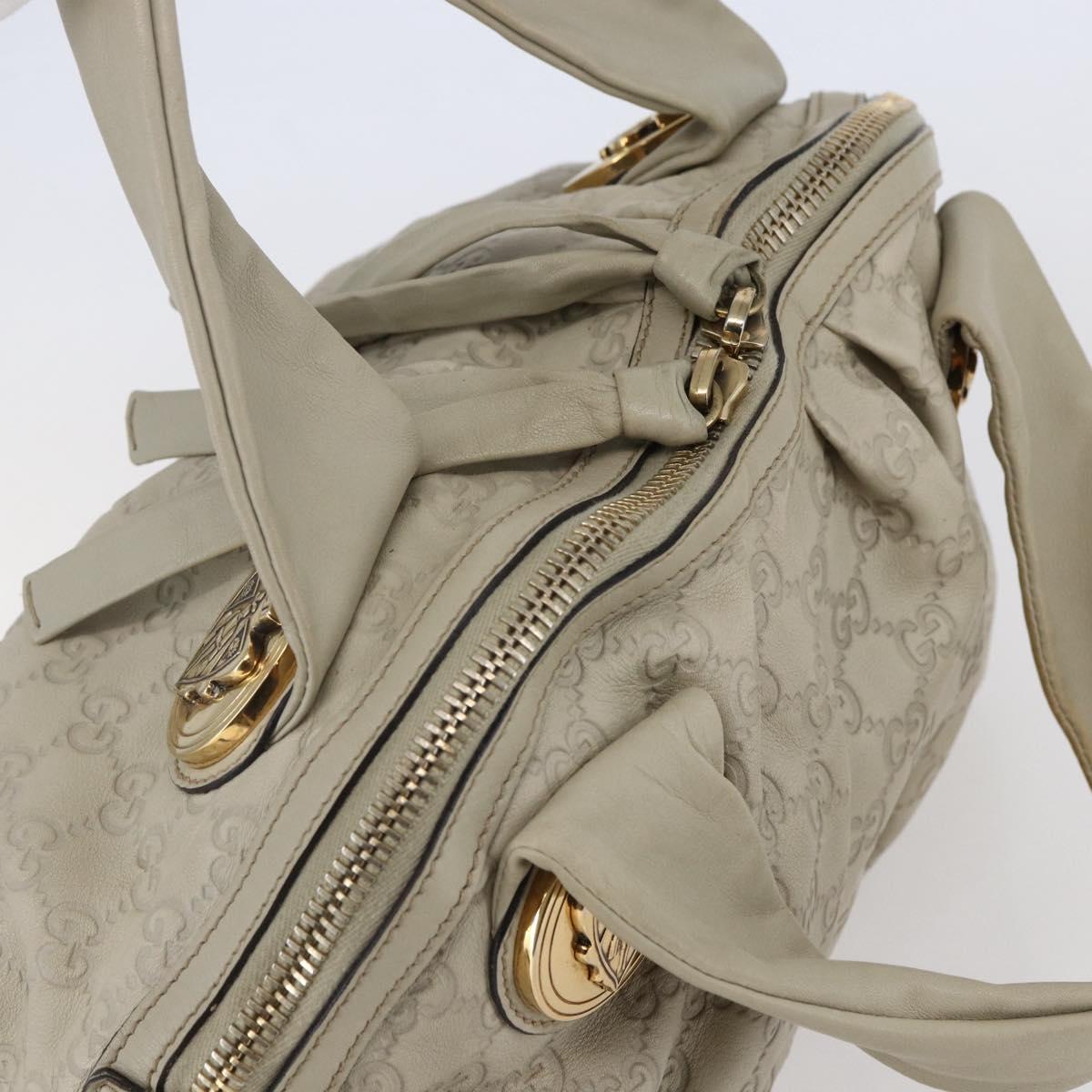 GUCCI GG Canvas Guccissima Historia Bag Leather White Gold 197019 Auth bs29904