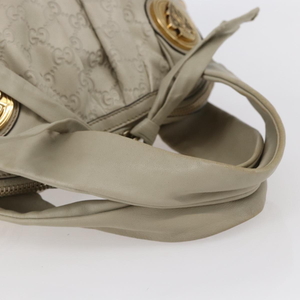 GUCCI GG Canvas Guccissima Historia Bag Leather White Gold 197019 Auth bs29904