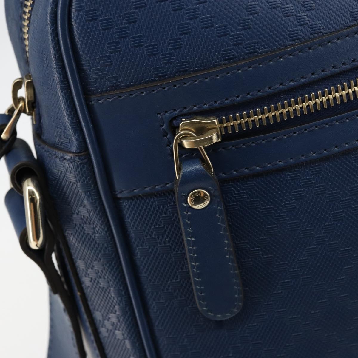 GUCCI Diamante Shoulder Bag Leather Blue Gold 201443 Auth bs29905