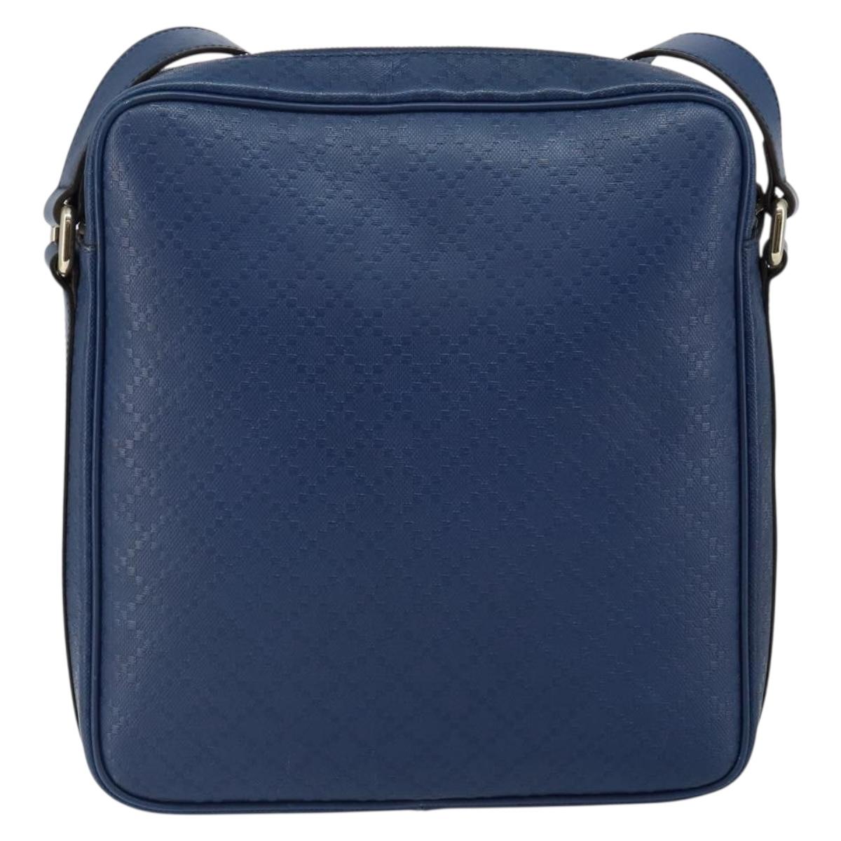 GUCCI Diamante Shoulder Bag Leather Blue Gold 201443 Auth bs29905