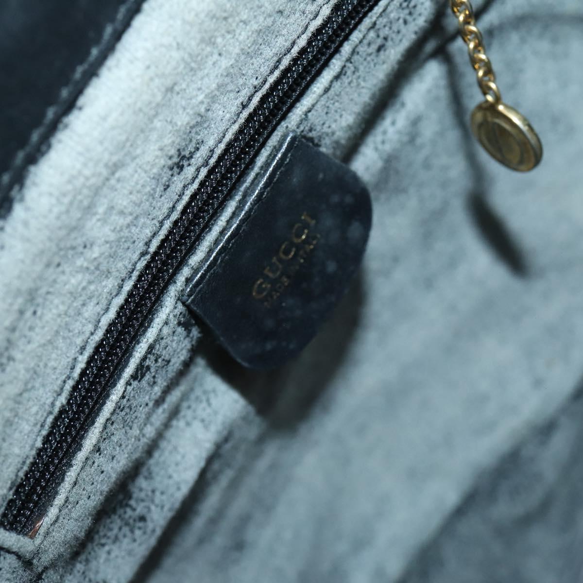 GUCCI Bamboo Backpack Leather Black Gold 003 2058 0030 Auth bs29906