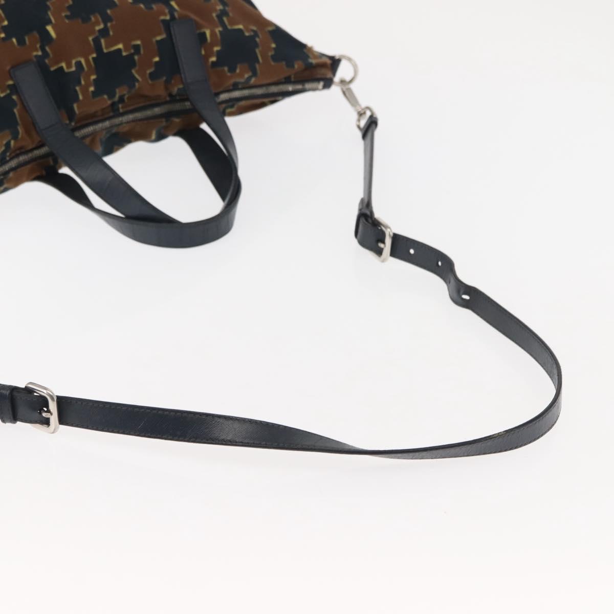 PRADA Tote Bag Canvas 2way Navy Brown Auth bs29907