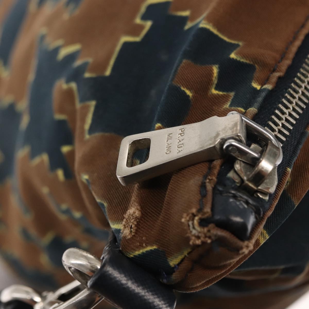 PRADA Tote Bag Canvas 2way Navy Brown Auth bs29907