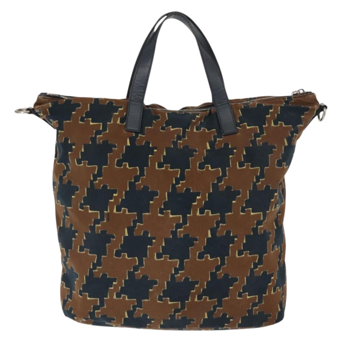 PRADA Tote Bag Canvas 2way Navy Brown Auth bs29907