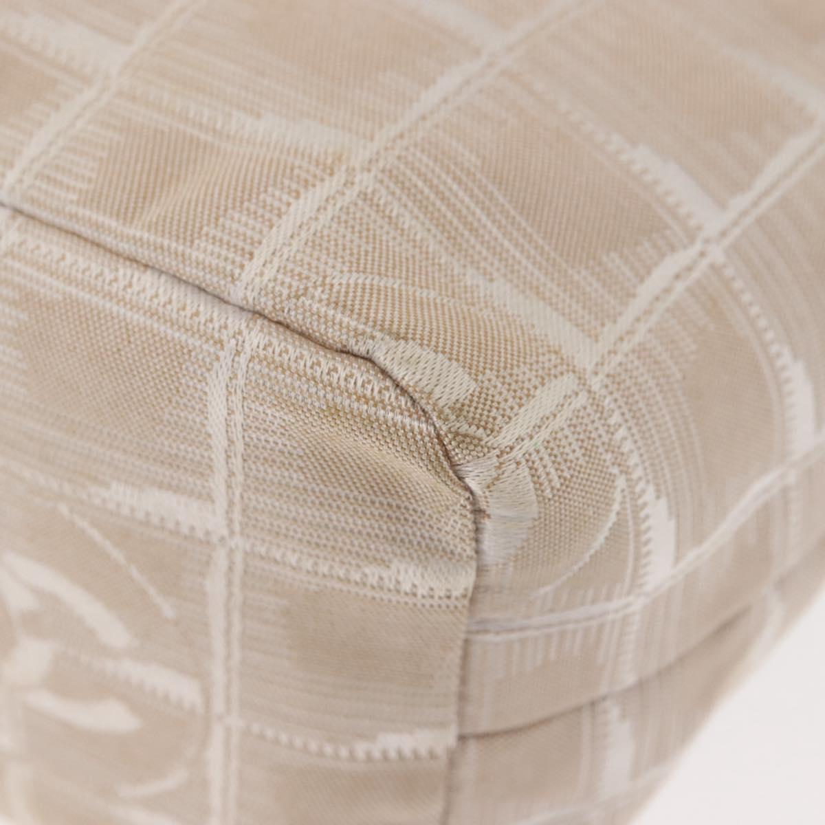 CHANEL New Travel Line Pouch Nylon Beige CC Auth bs29909