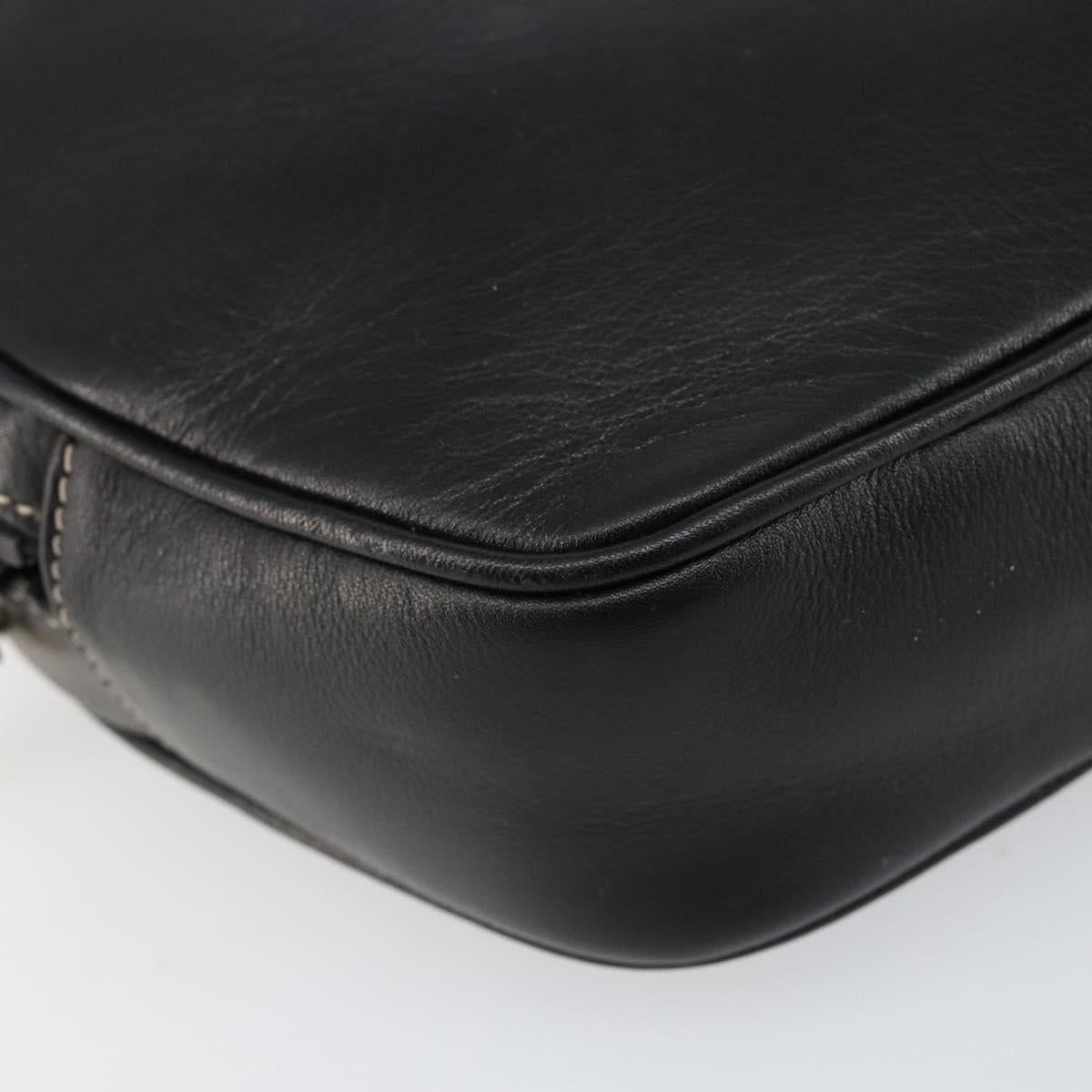 CELINE Shoulder Bag Leather Black Gold Auth bs29910