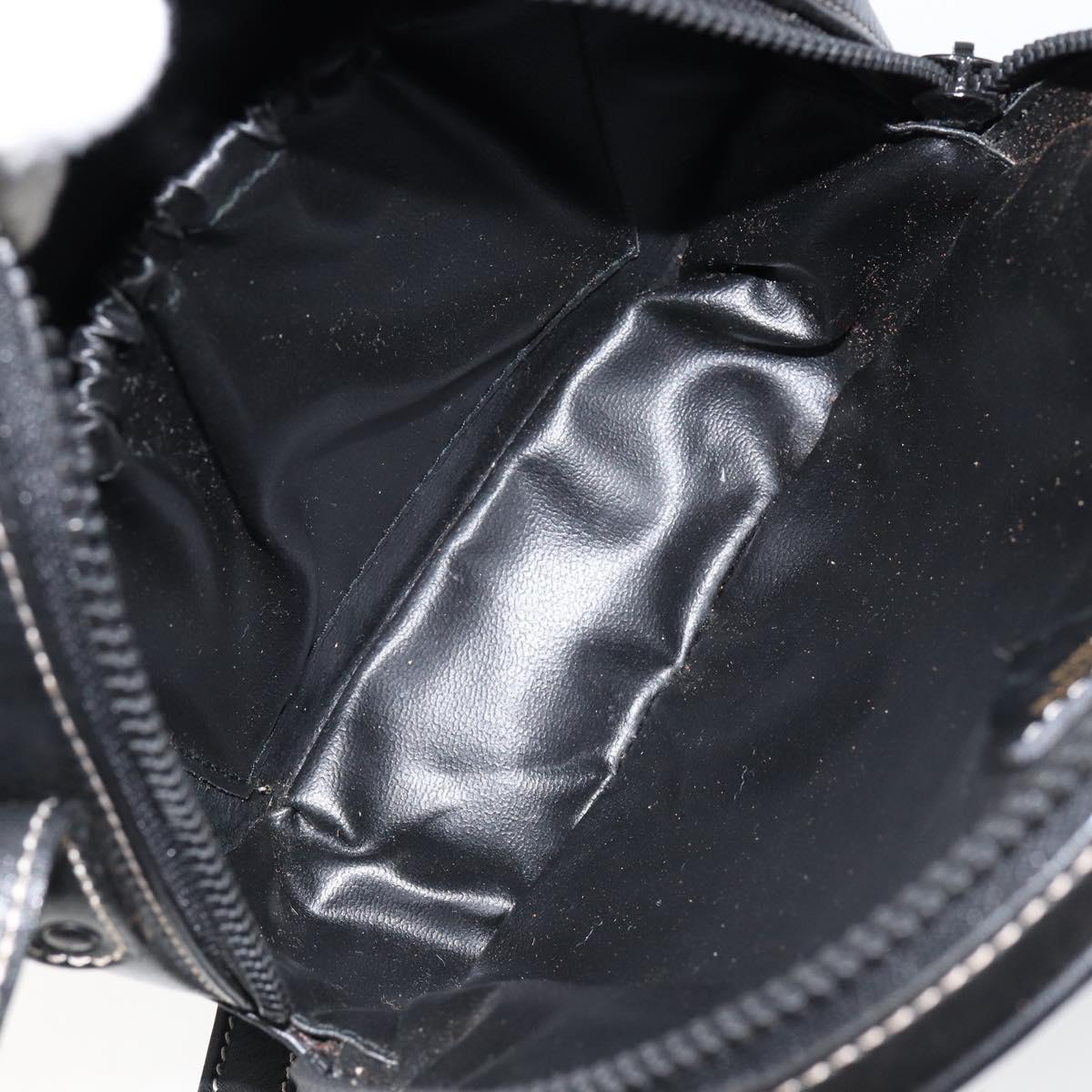 CELINE Shoulder Bag Leather Black Gold Auth bs29910