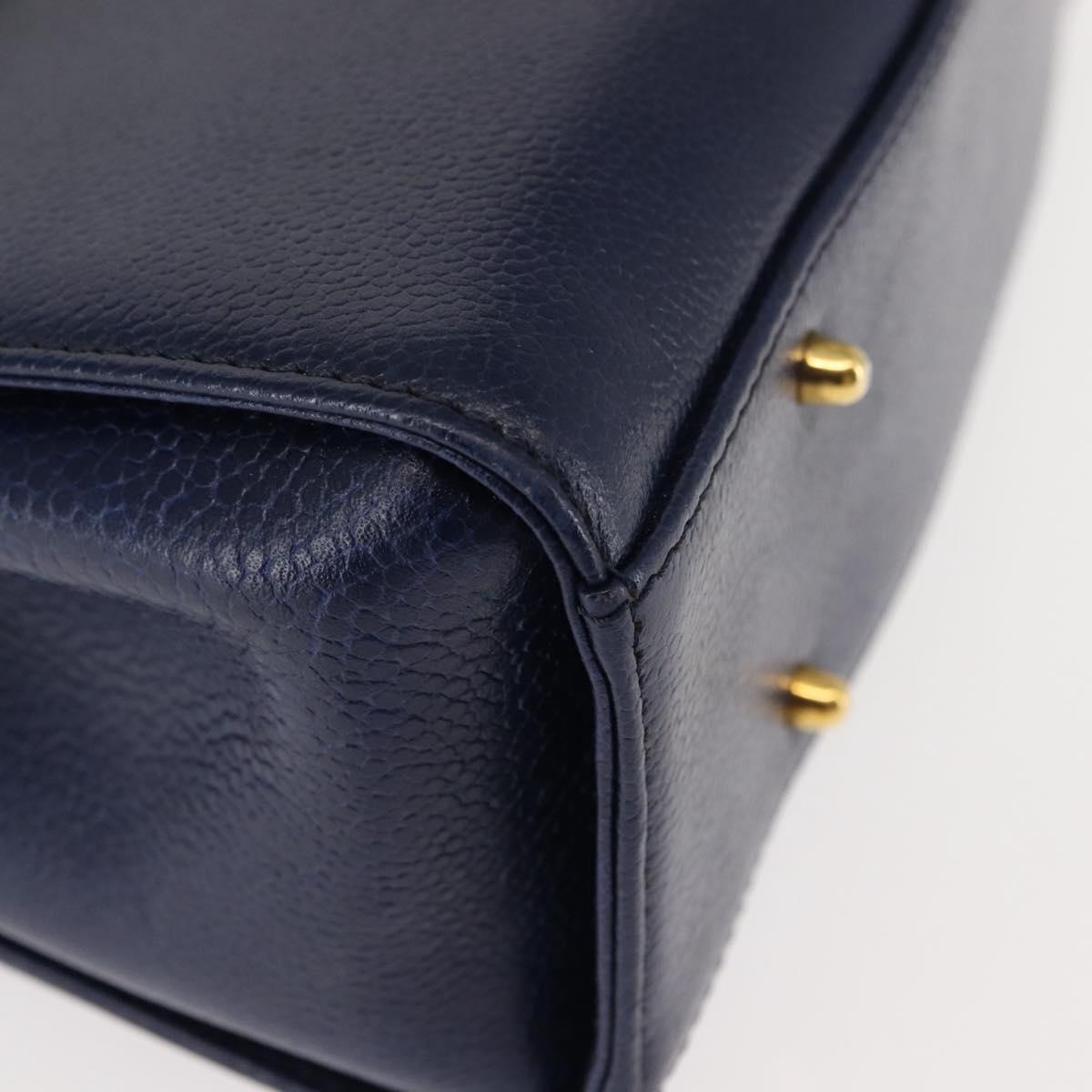 VALENTINO Shoulder Bag Leather 2way Blue Gold Auth bs29911