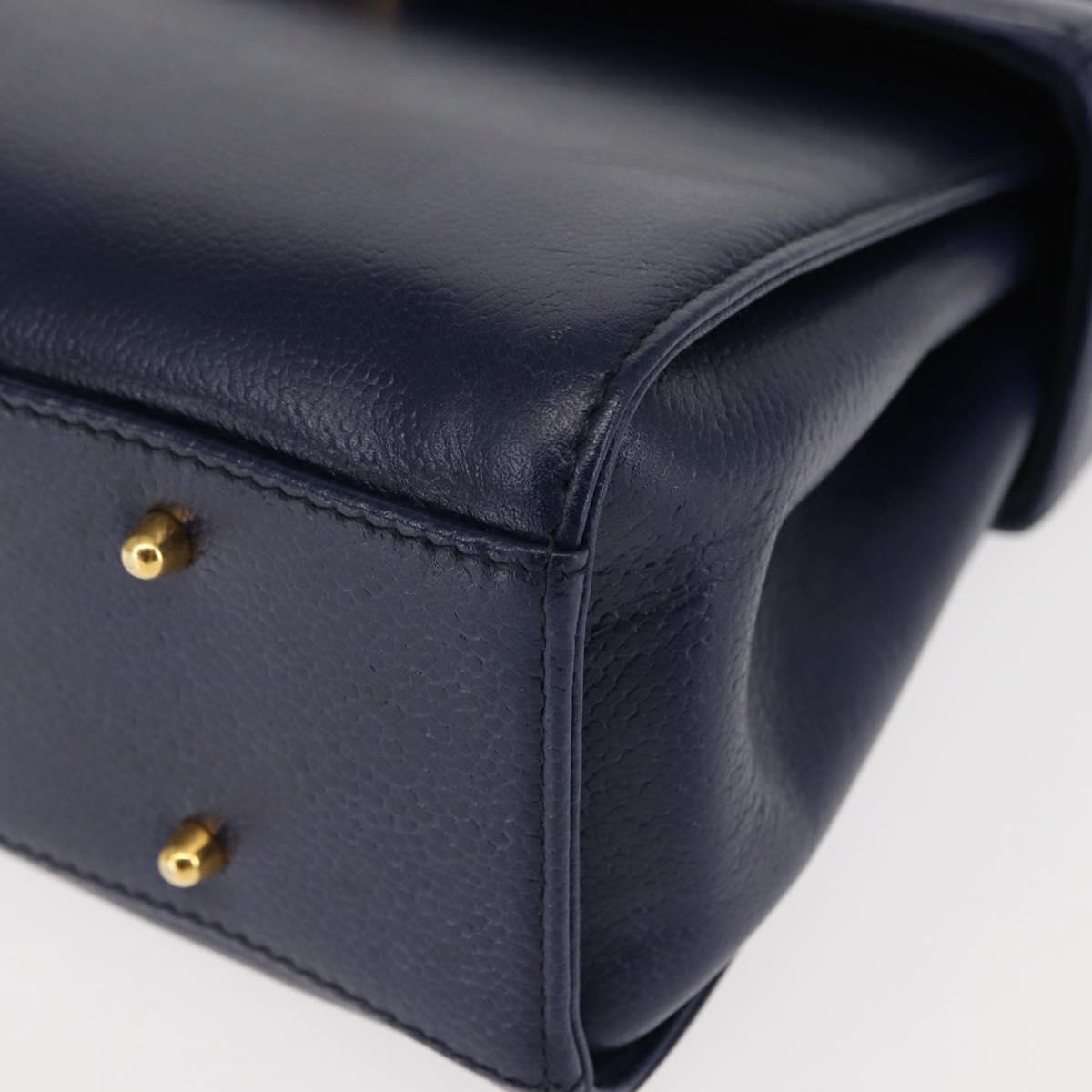 VALENTINO Shoulder Bag Leather 2way Blue Gold Auth bs29911