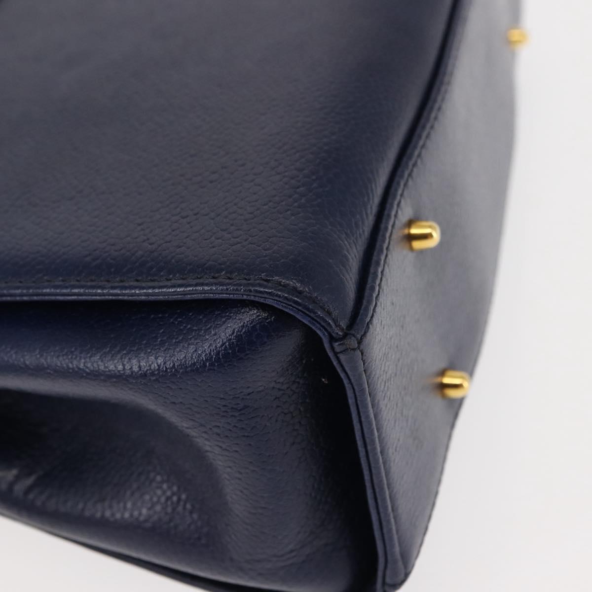 VALENTINO Shoulder Bag Leather 2way Blue Gold Auth bs29911