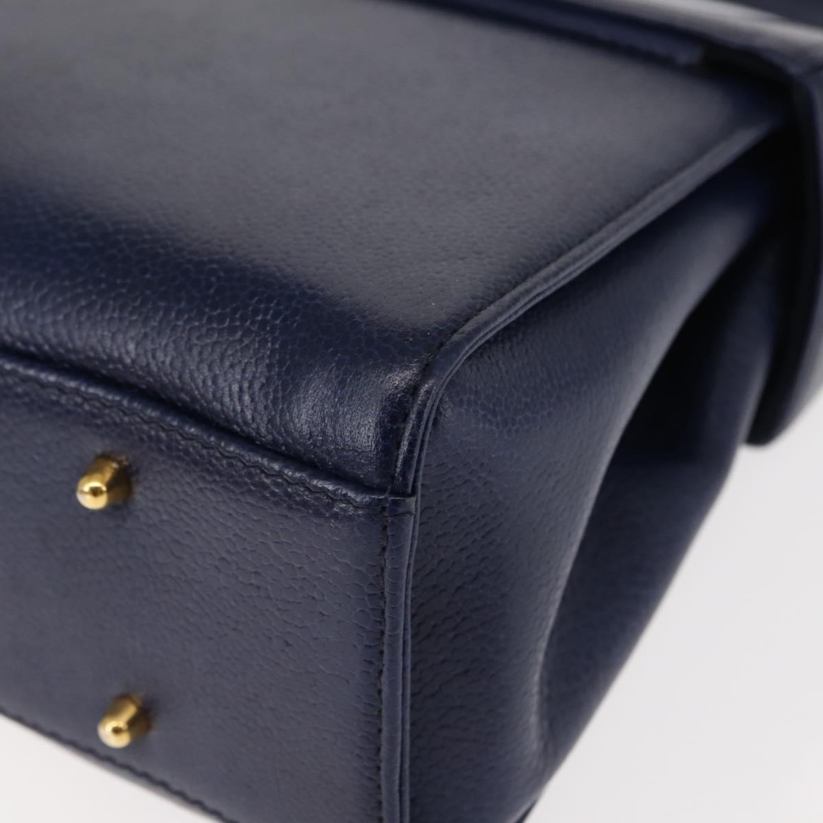 VALENTINO Shoulder Bag Leather 2way Blue Gold Auth bs29911