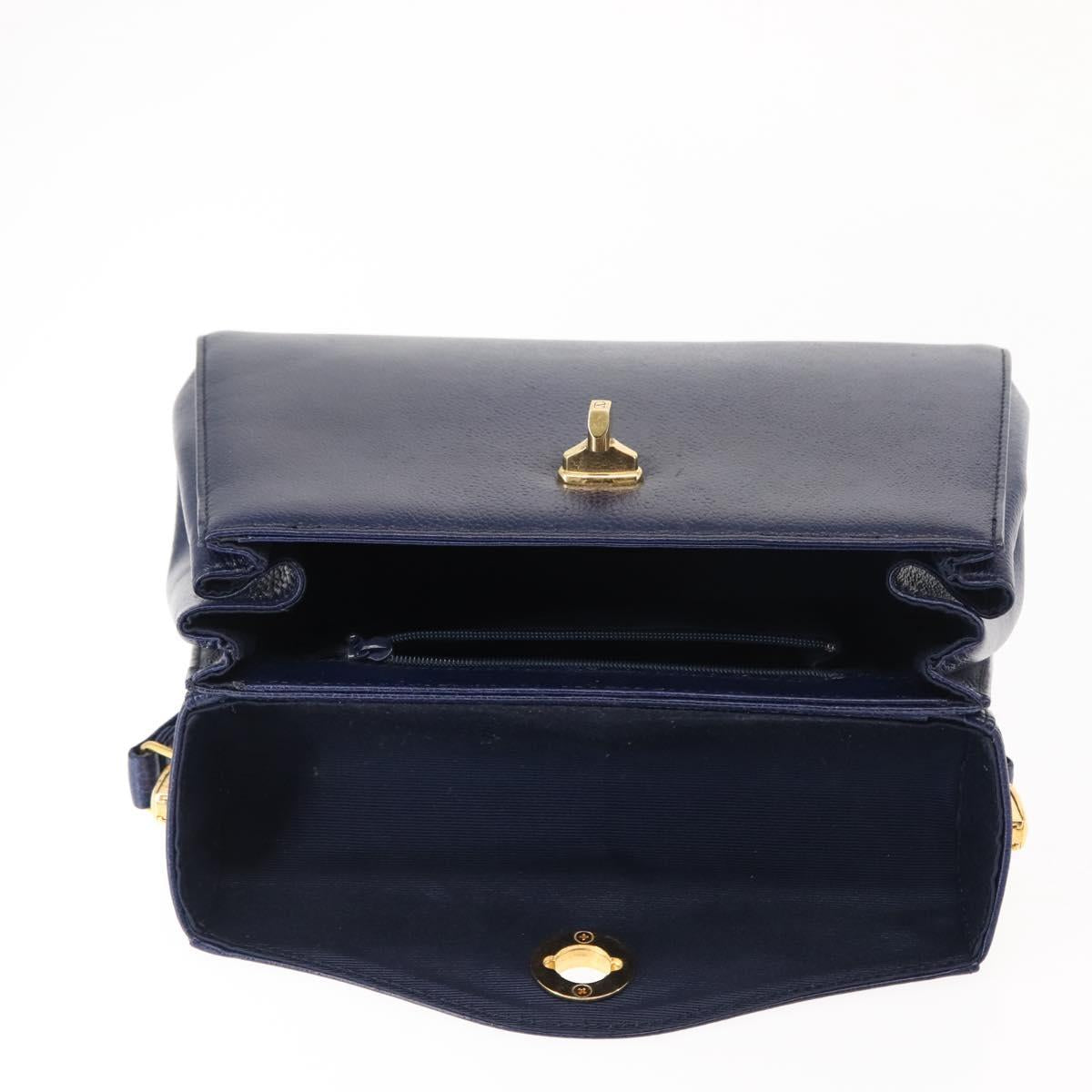 VALENTINO Shoulder Bag Leather 2way Blue Gold Auth bs29911