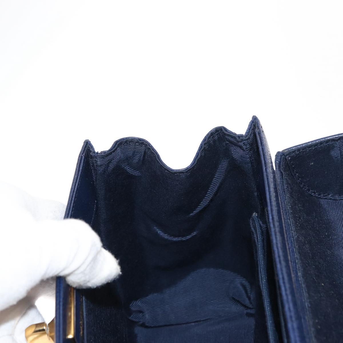 VALENTINO Shoulder Bag Leather 2way Blue Gold Auth bs29911