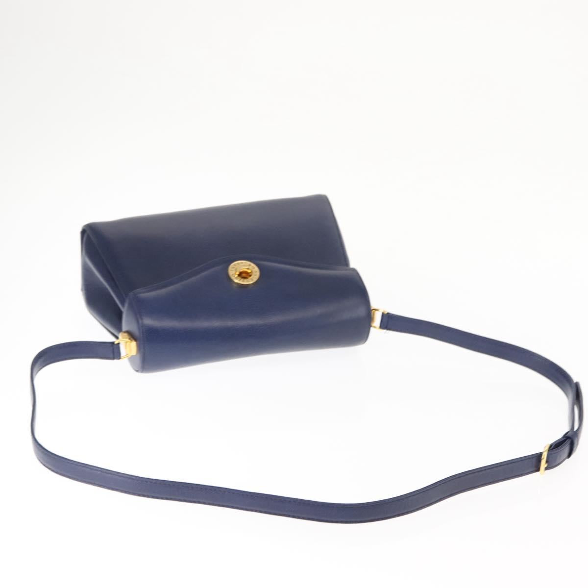 VALENTINO Shoulder Bag Leather 2way Blue Gold Auth bs29911