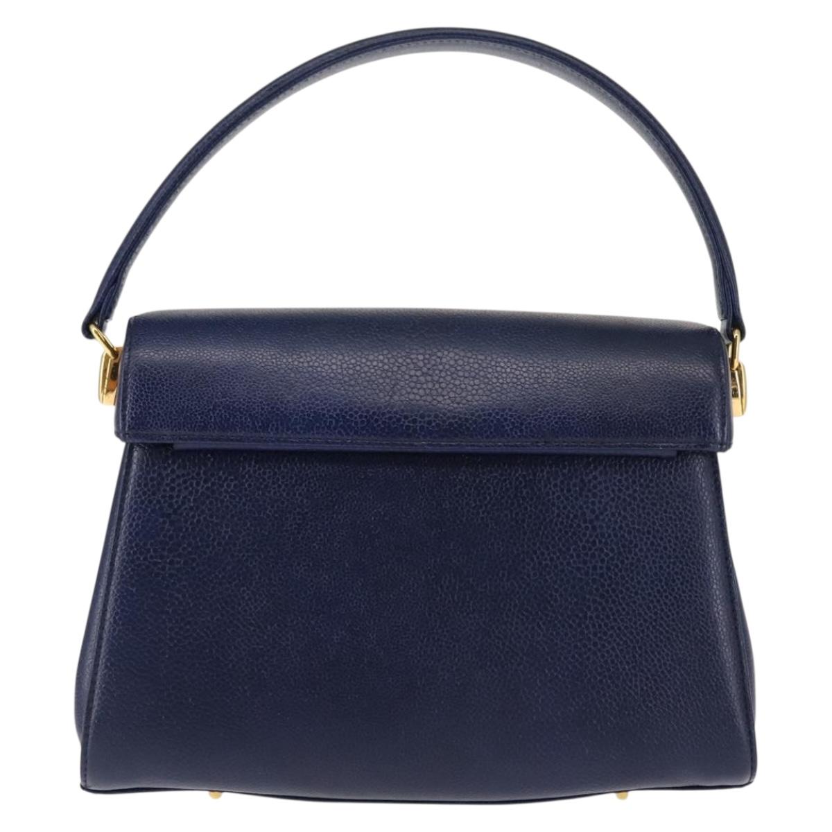 VALENTINO Shoulder Bag Leather 2way Blue Gold Auth bs29911