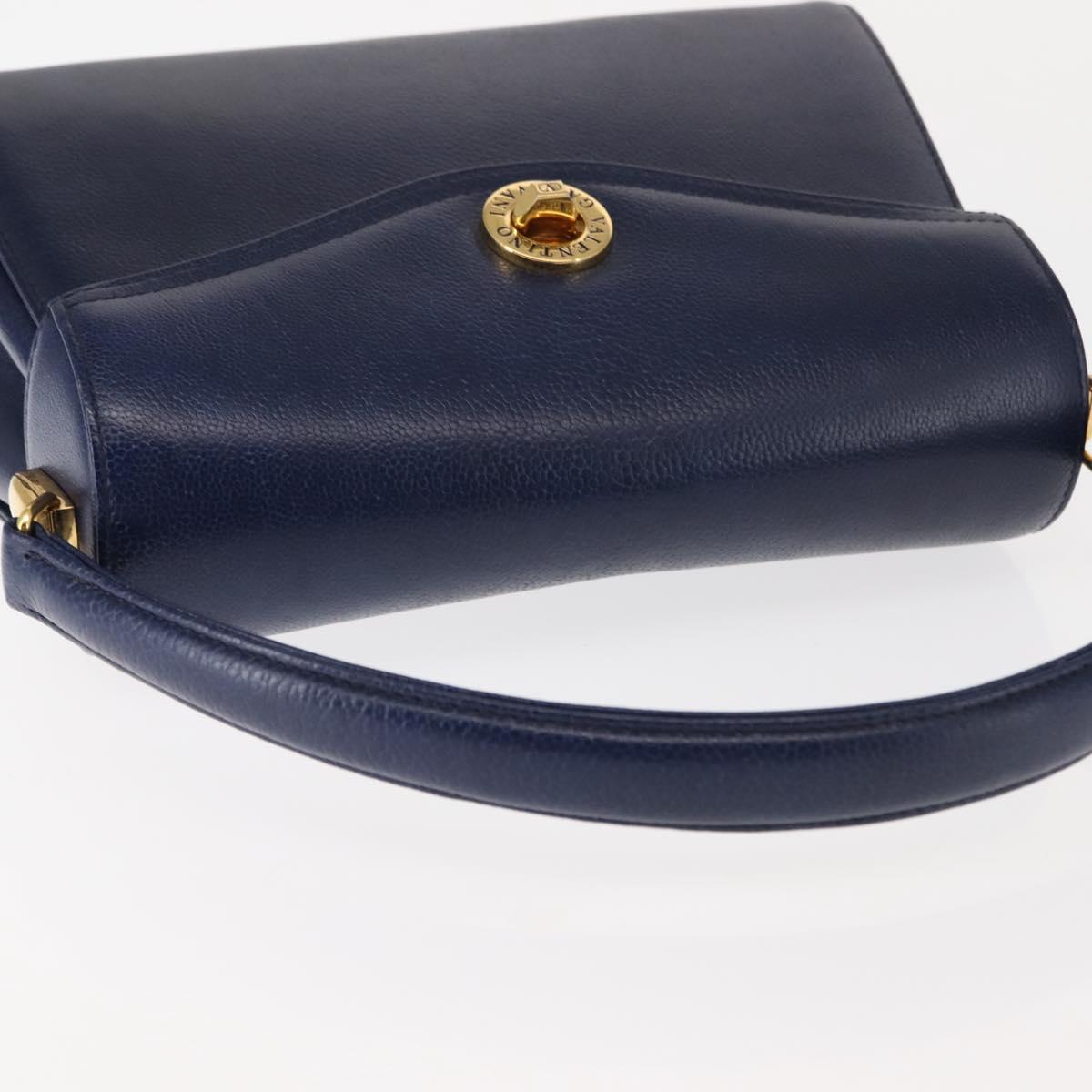 VALENTINO Shoulder Bag Leather 2way Blue Gold Auth bs29911