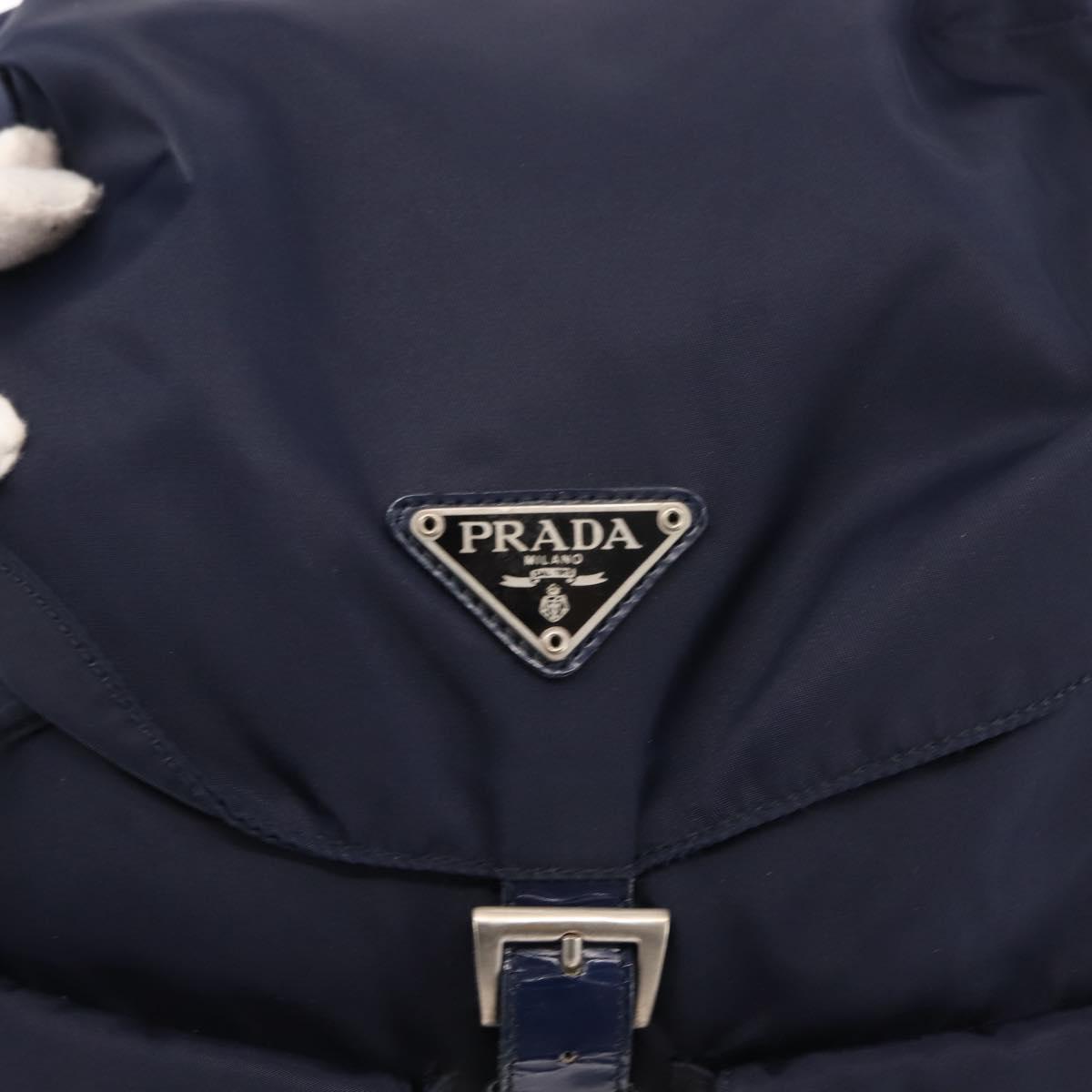 PRADA Backpack Nylon Navy Silver Auth bs29913