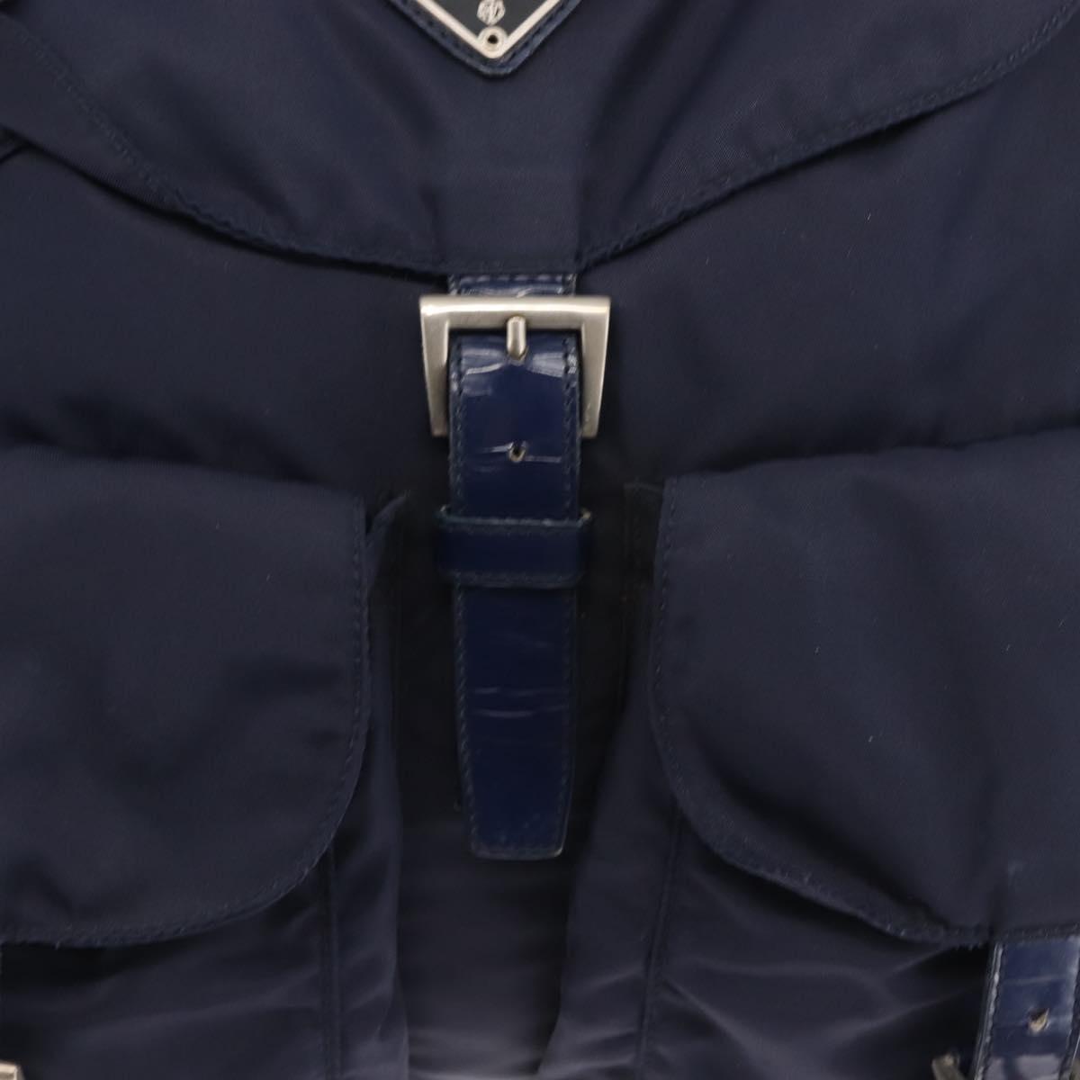 PRADA Backpack Nylon Navy Silver Auth bs29913