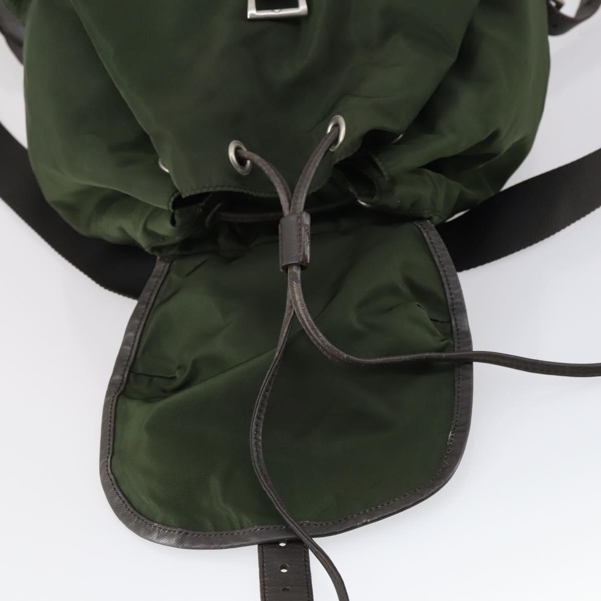 PRADA Backpack Nylon Khaki Silver Auth bs29914