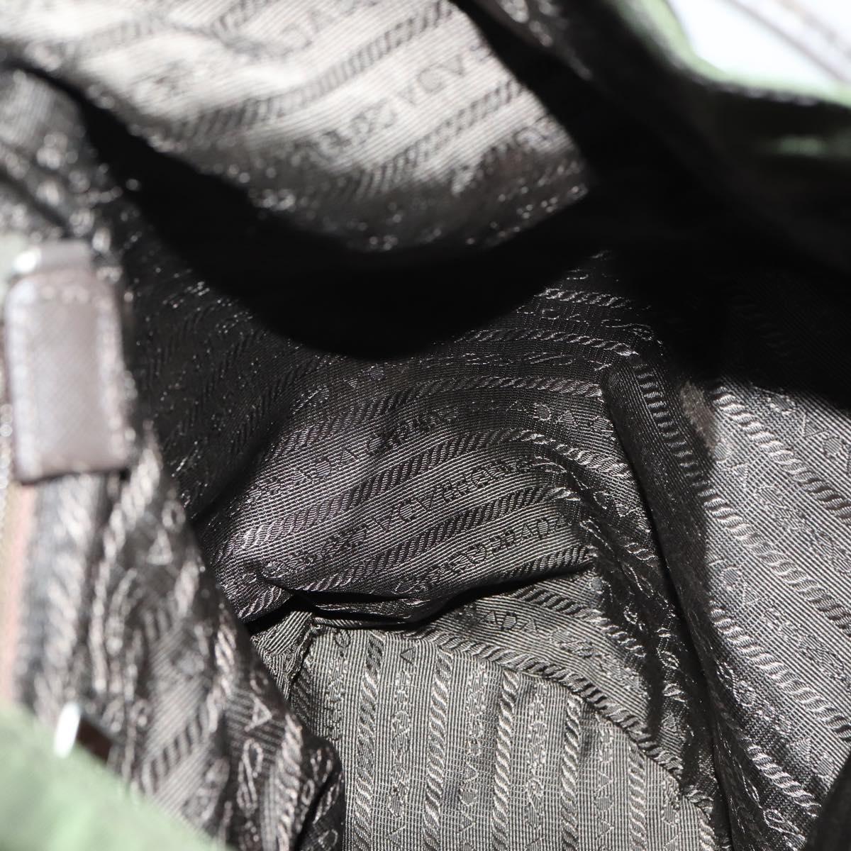 PRADA Backpack Nylon Khaki Silver Auth bs29914