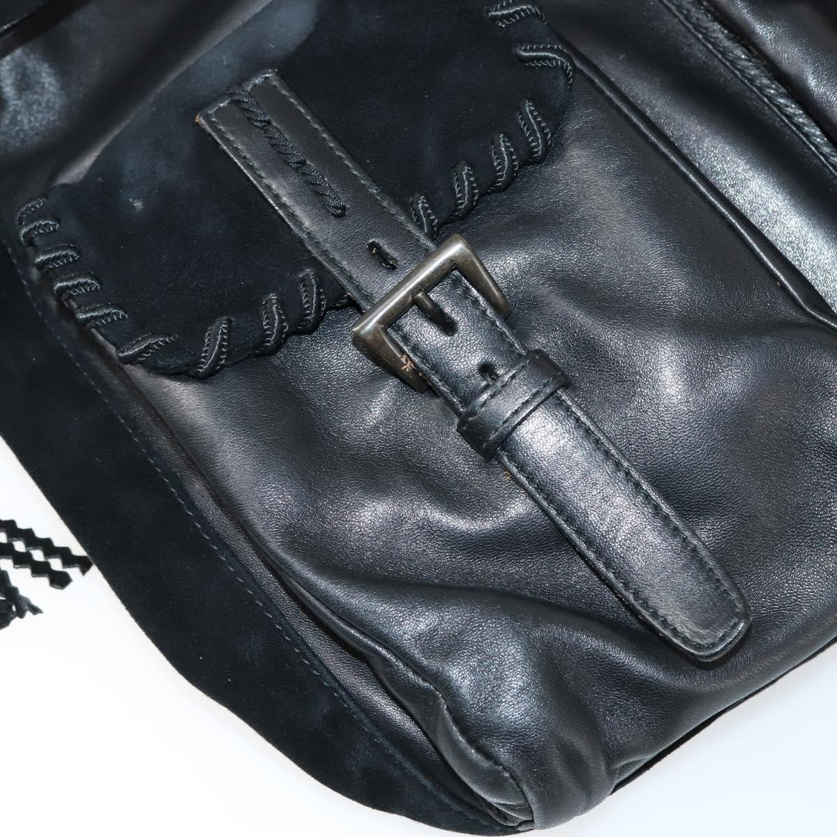 PRADA Backpack Leather Suede Black Auth bs29915