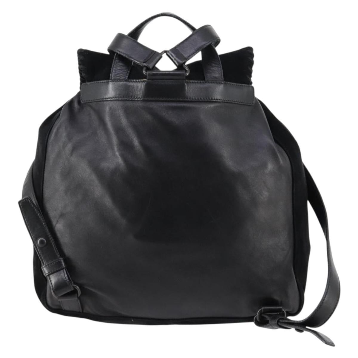 PRADA Backpack Leather Suede Black Auth bs29915
