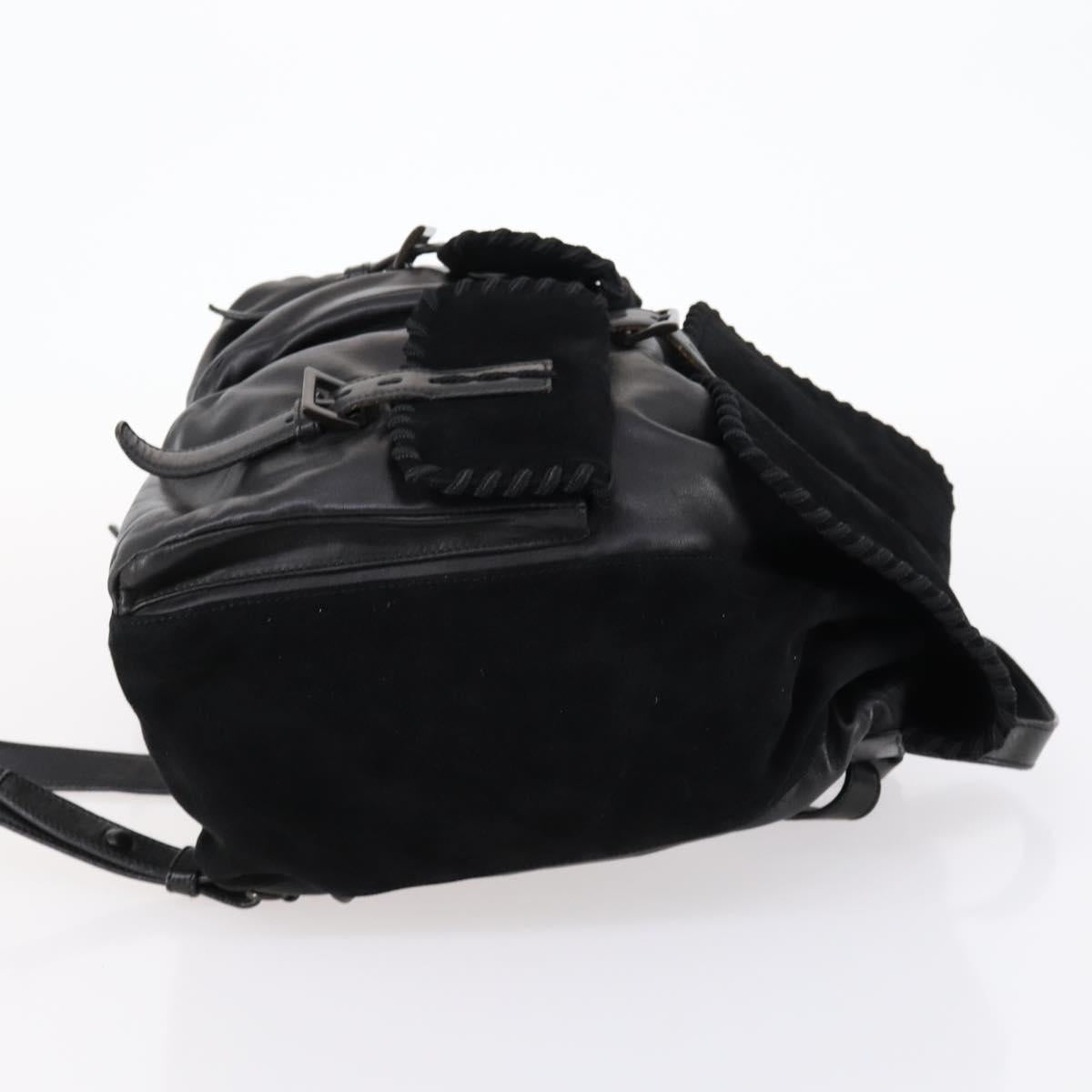 PRADA Backpack Leather Suede Black Auth bs29915