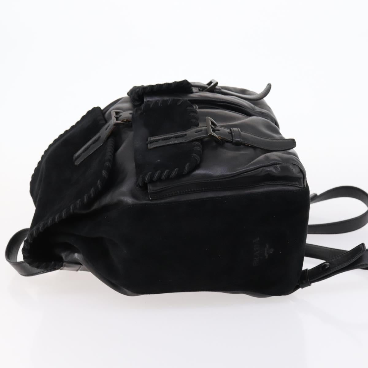 PRADA Backpack Leather Suede Black Auth bs29915