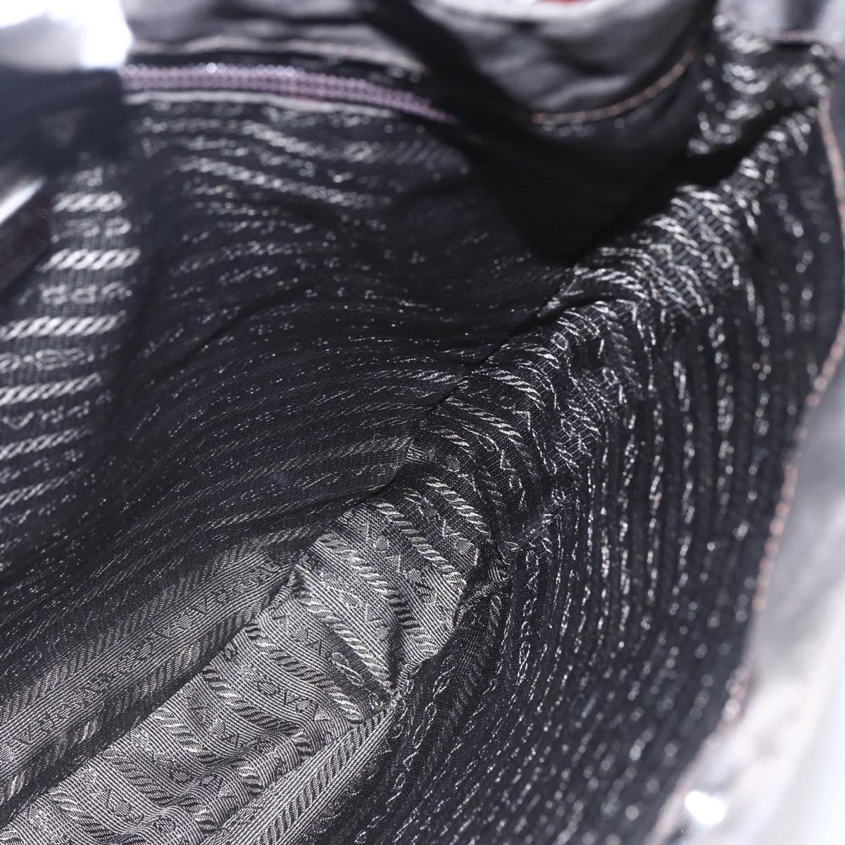 PRADA Chain Shoulder Bag Nylon Brown Auth bs29917