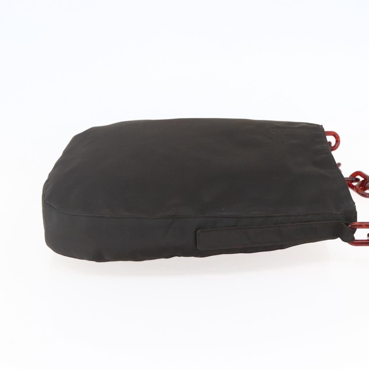 PRADA Chain Shoulder Bag Nylon Brown Auth bs29917
