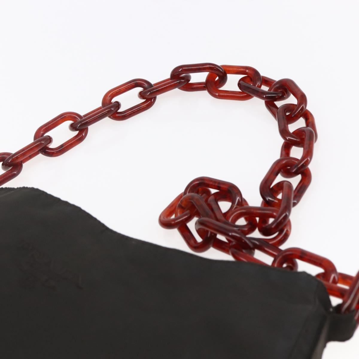 PRADA Chain Shoulder Bag Nylon Brown Auth bs29917