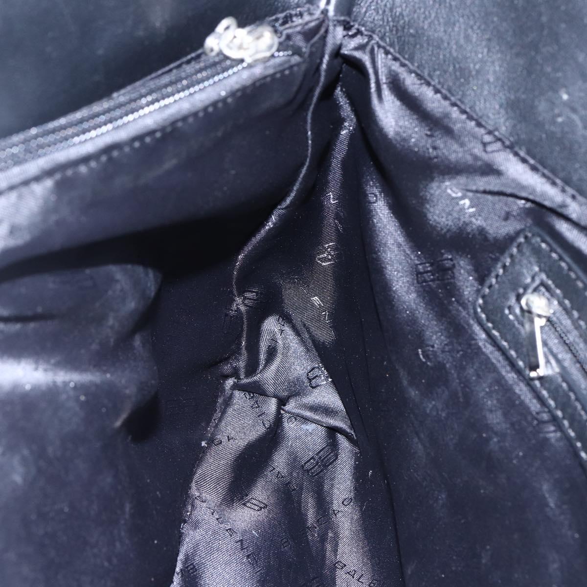 BALENCIAGA Tote Bag Nylon Leather Black Silver Auth bs29918