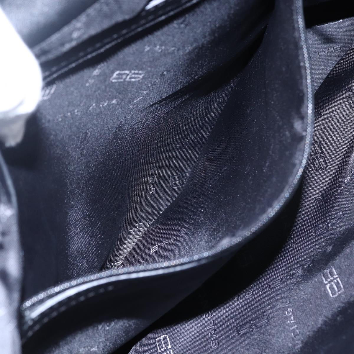 BALENCIAGA Tote Bag Nylon Leather Black Silver Auth bs29918