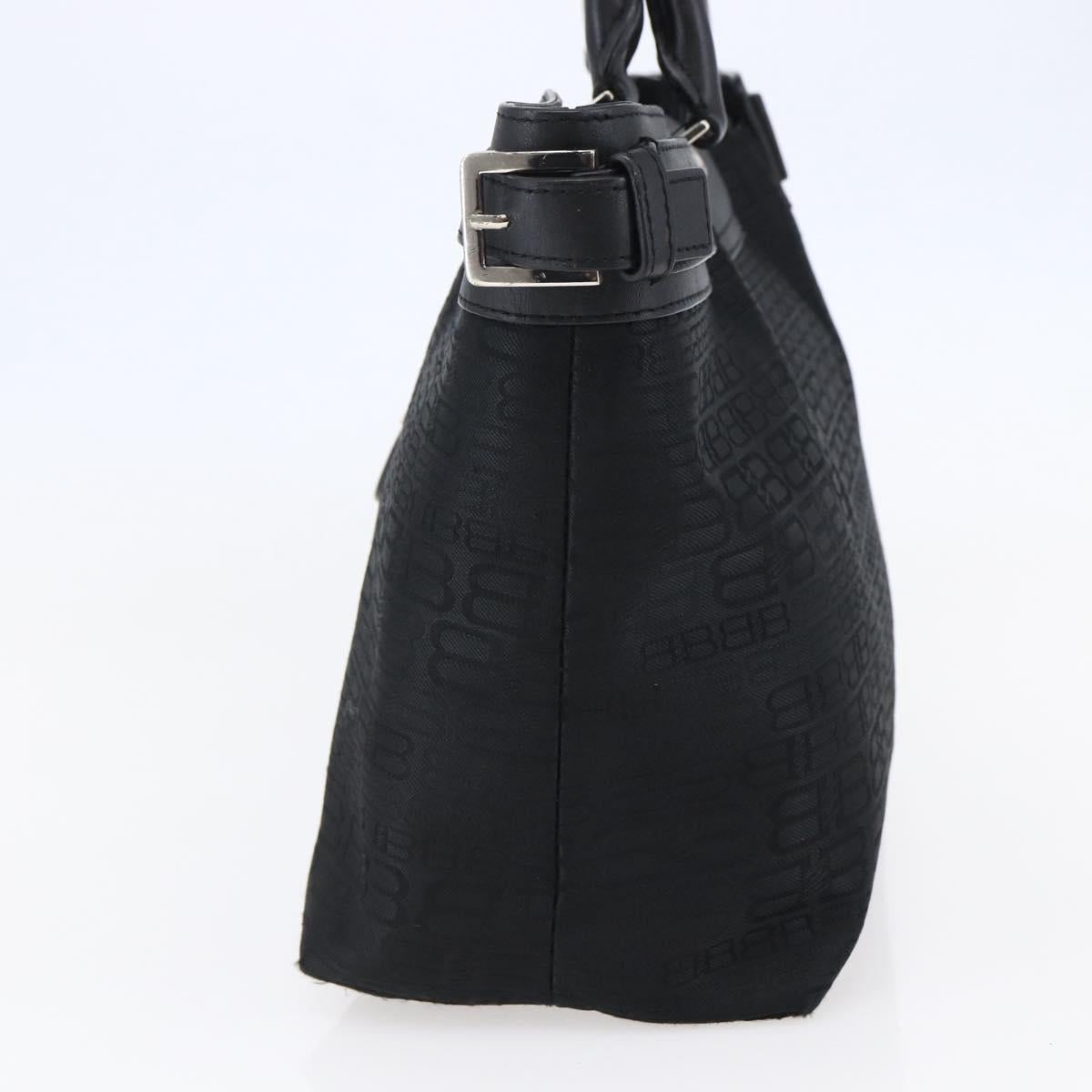 BALENCIAGA Tote Bag Nylon Leather Black Silver Auth bs29918