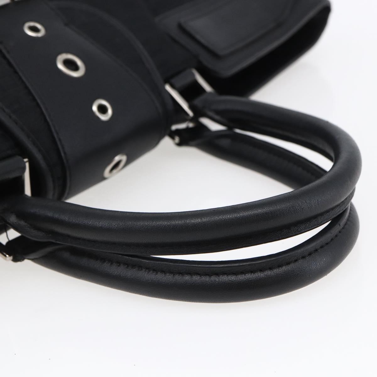 BALENCIAGA Tote Bag Nylon Leather Black Silver Auth bs29918