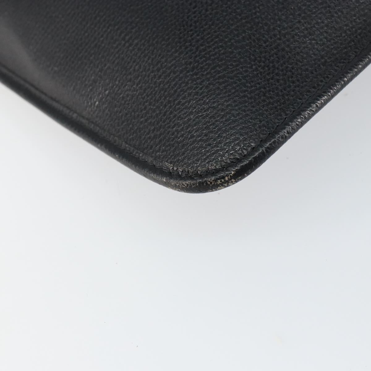 SAINT LAURENT Shoulder Bag Leather Black Gold Auth bs29919