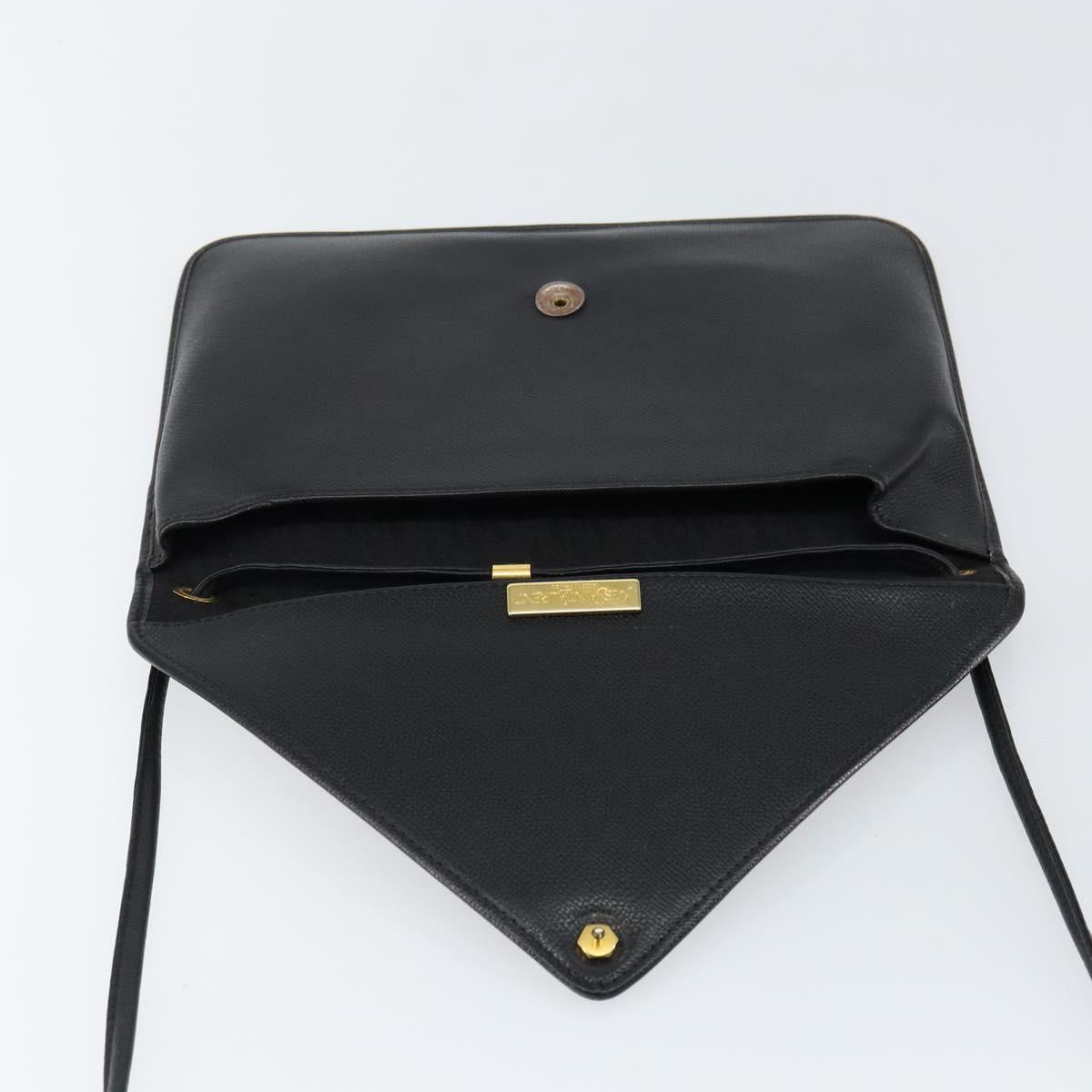 SAINT LAURENT Shoulder Bag Leather Black Gold Auth bs29919