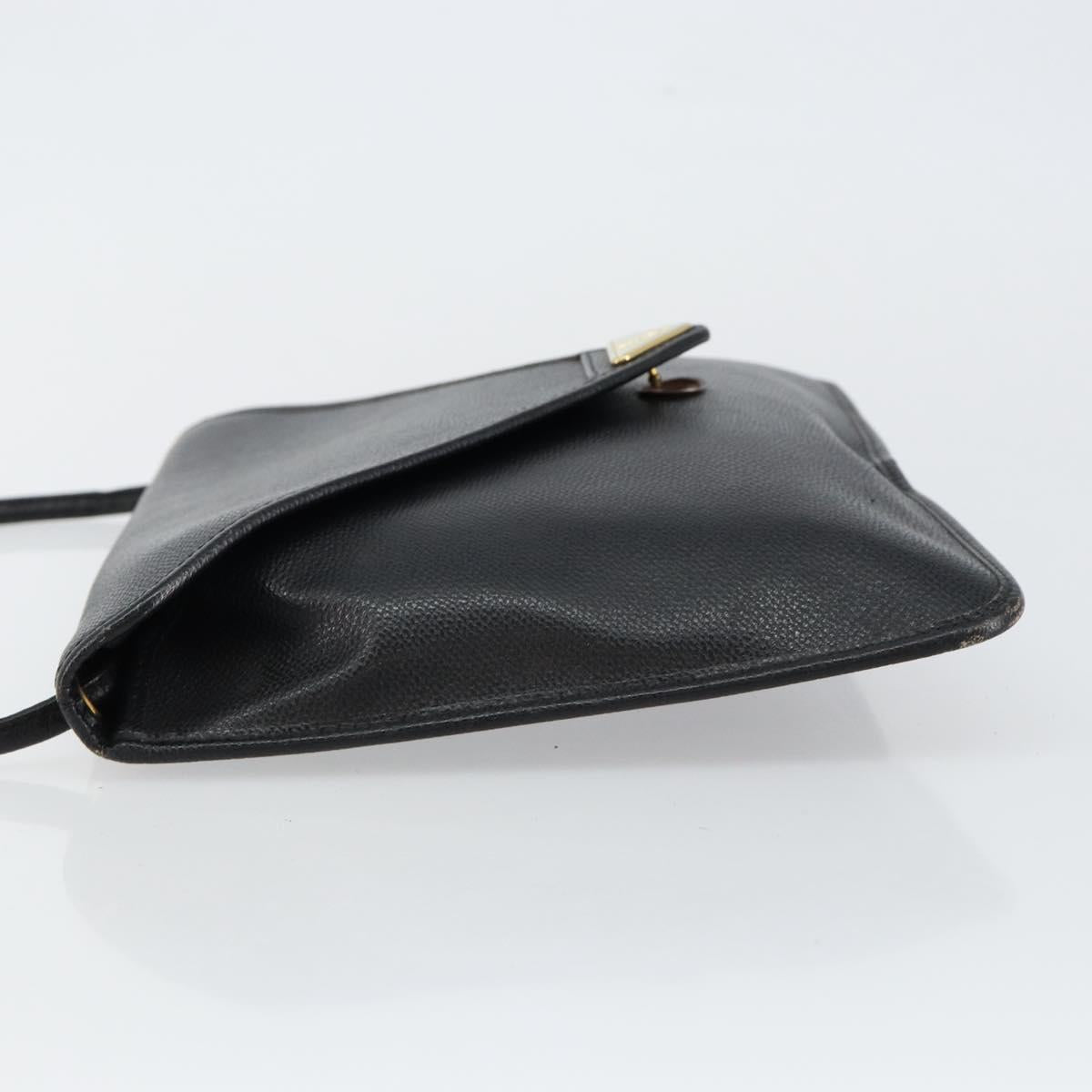 SAINT LAURENT Shoulder Bag Leather Black Gold Auth bs29919