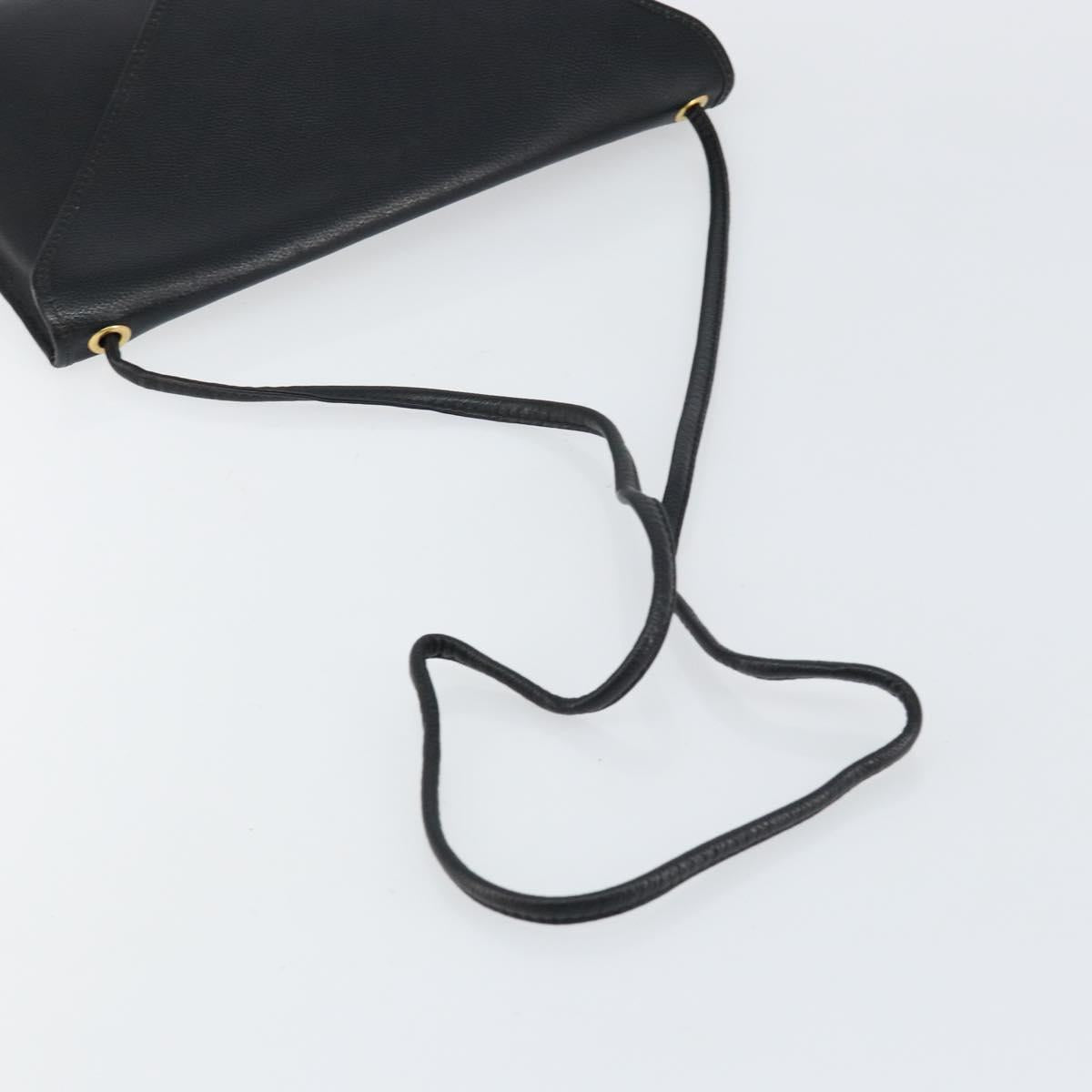 SAINT LAURENT Shoulder Bag Leather Black Gold Auth bs29919