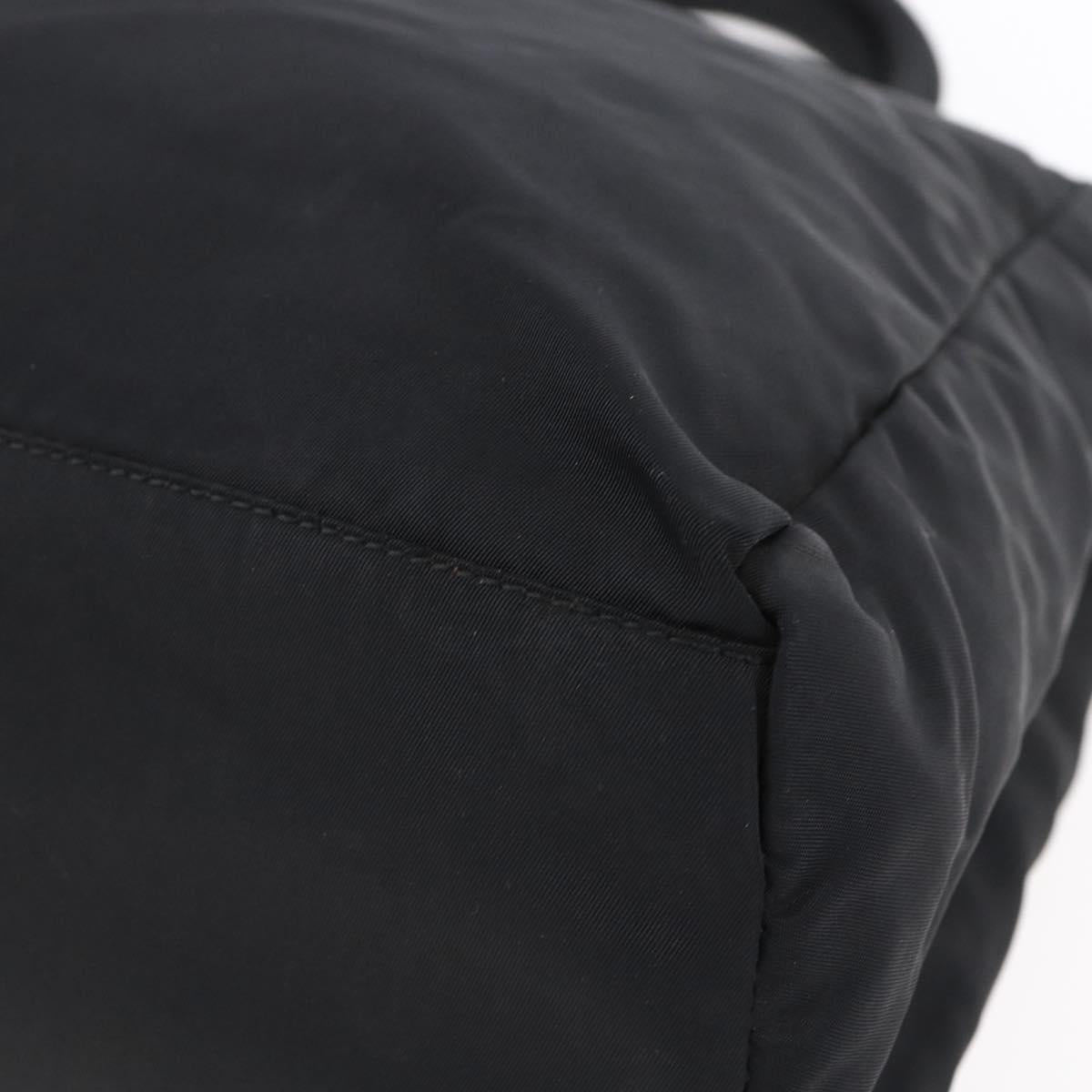 PRADA Tote Bag Nylon Black Silver Auth bs29920