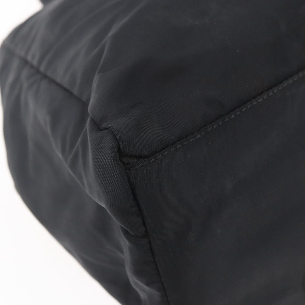 PRADA Tote Bag Nylon Black Silver Auth bs29920