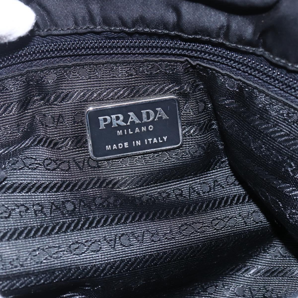 PRADA Tote Bag Nylon Black Silver Auth bs29920