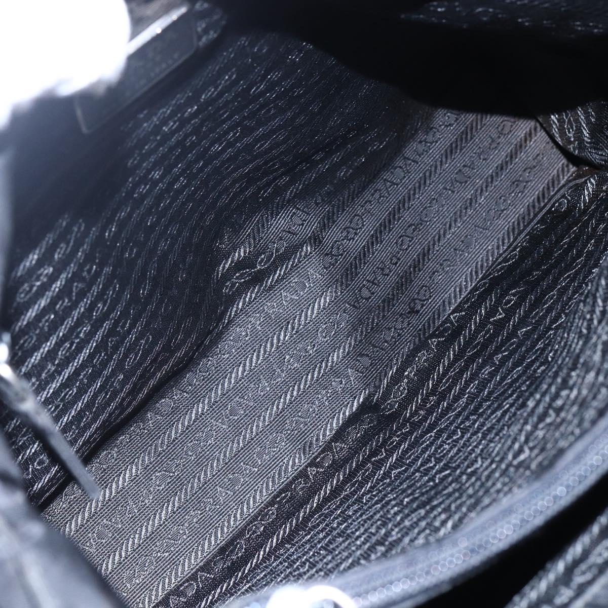 PRADA Tote Bag Nylon Black Silver Auth bs29920