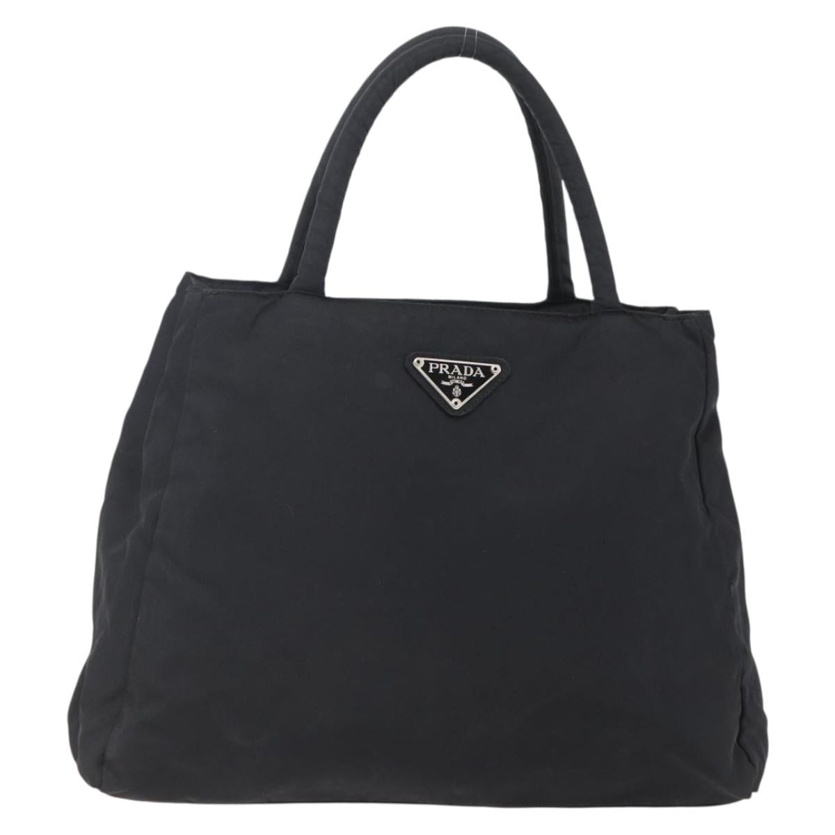 PRADA Tote Bag Nylon Black Silver Auth bs29920