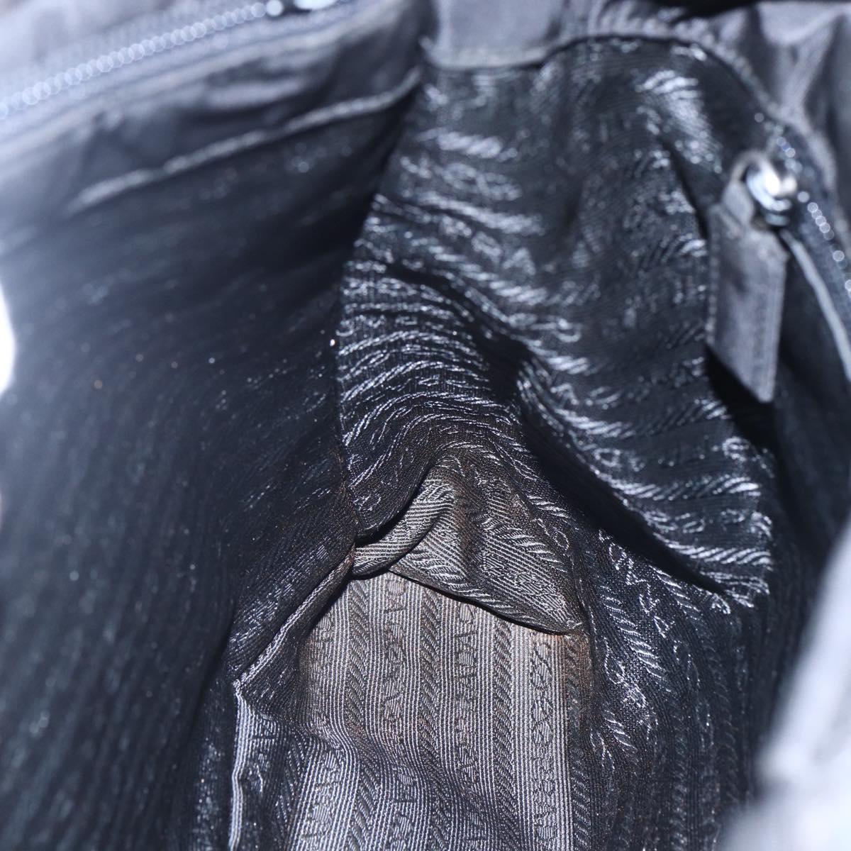 PRADA Tote Bag Nylon Black Silver Auth bs29920